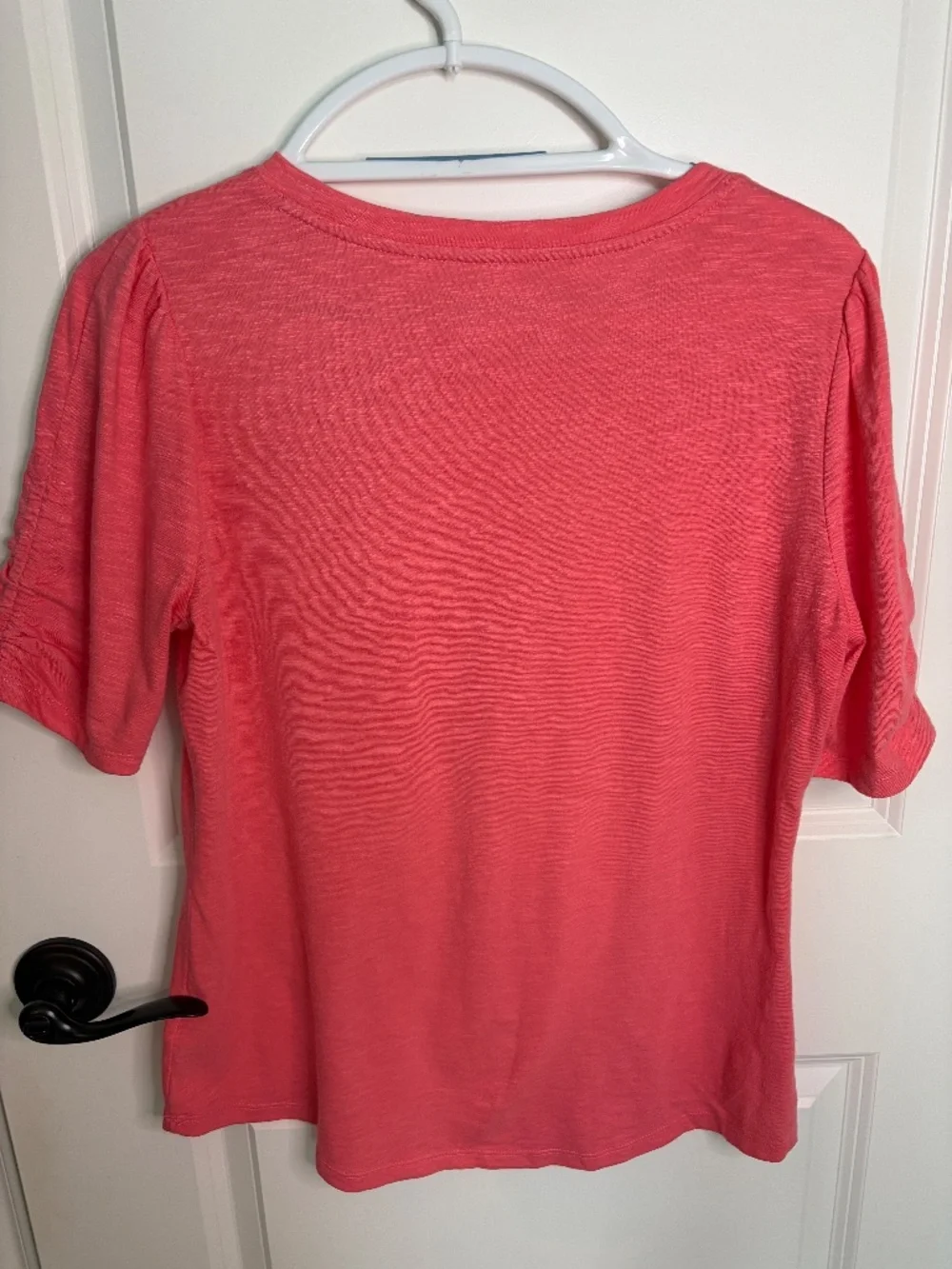 Talbots Ruched Cuff Crew Neck Tee - Picture 2 of 5